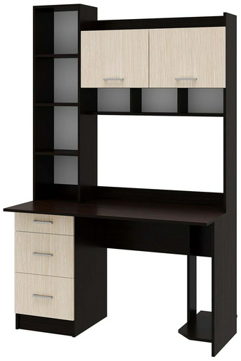 Стол компьютерный с надстройкой Памир Памир, 125х60x196.8 см, темно-коричневый, светло-коричневый
