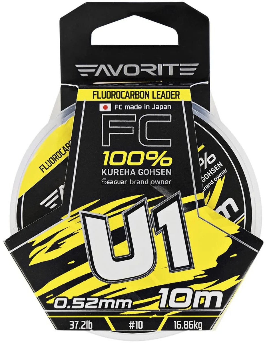 Favorite флюорокарбоновая леска U1 FC 10m 10/0.52mm 37.2lb/16.86kg 0.52 мм прозрачный купить,NaN