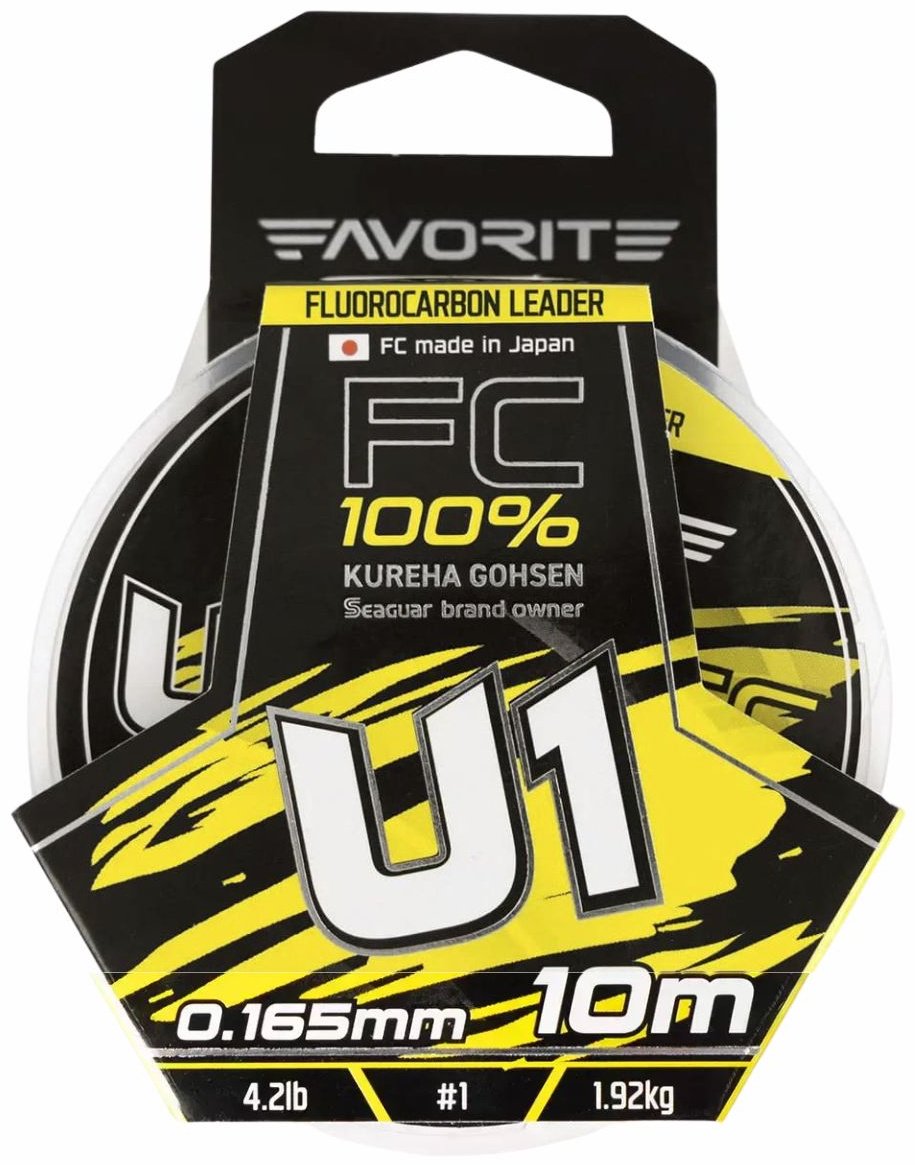 Favorite флюорокарбоновая леска U1 FC 10m# 1.0/0.165mm 4.2lb/1.92kg 0.165 мм прозрачный купить,NaN
