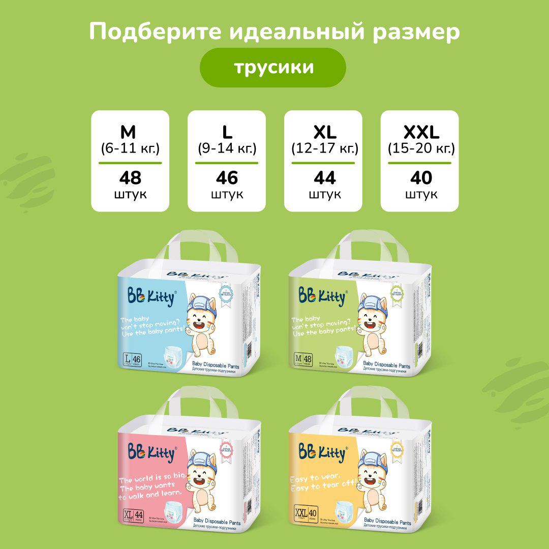 Подгузники-трусики BB Kitty Premium M, 48 шт купить,NaN