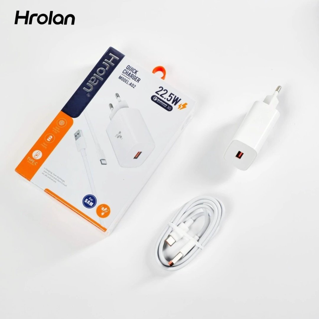 Зарядное устройство Hrolan A02 22.5W USB белый купить,3000