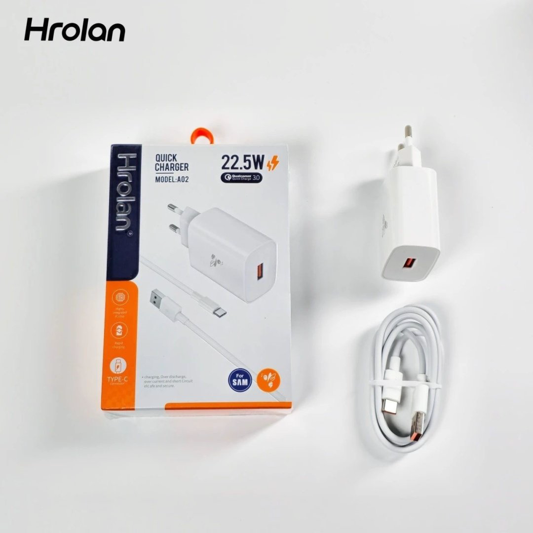 Зарядное устройство Hrolan A02 22.5W USB белый купить,3000