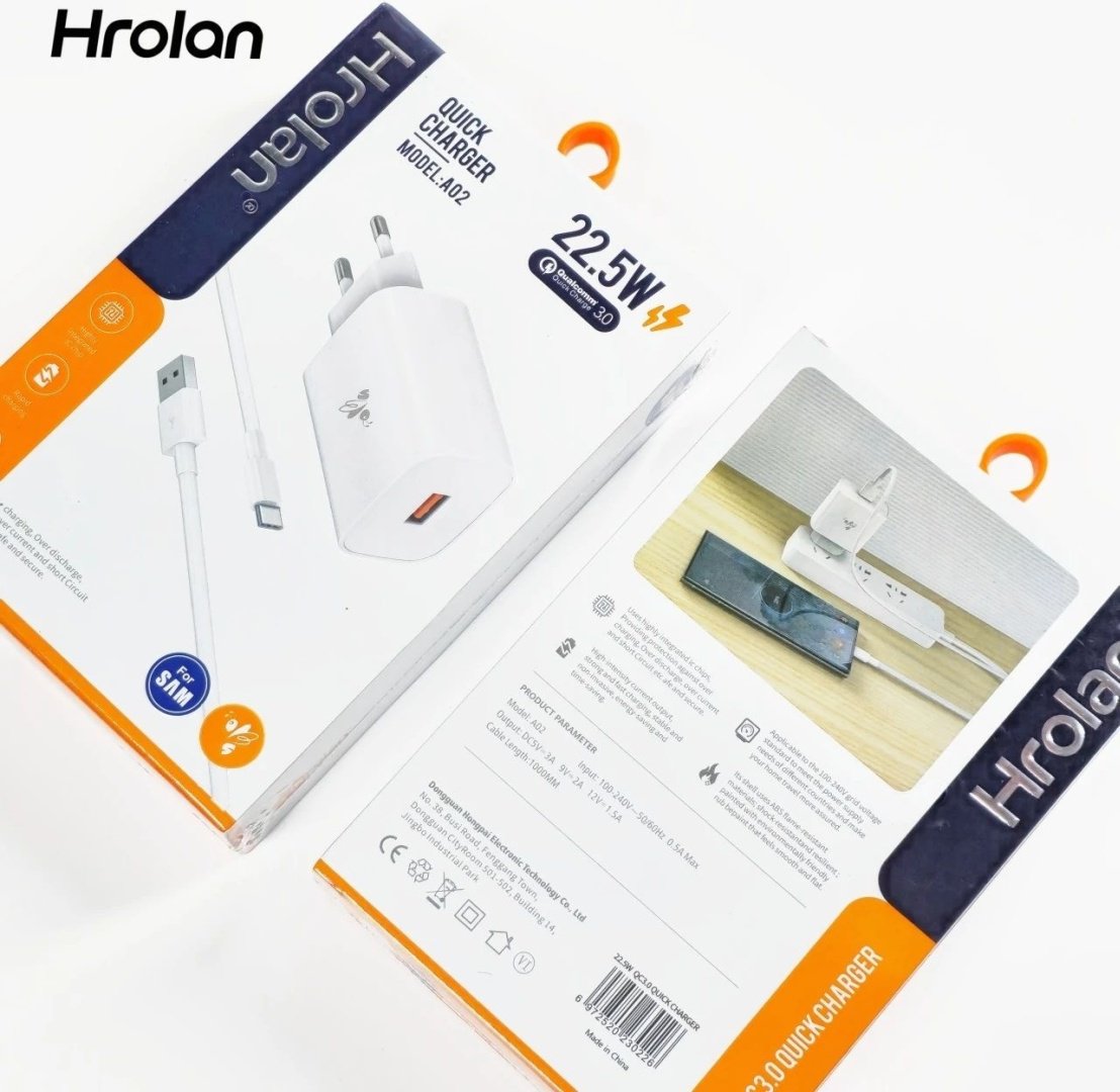 Зарядное устройство Hrolan A02 22.5W USB белый купить,3000