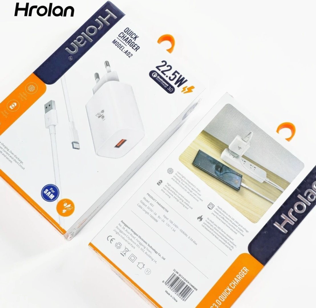 Зарядное устройство Hrolan A02 22.5W USB белый купить,3000