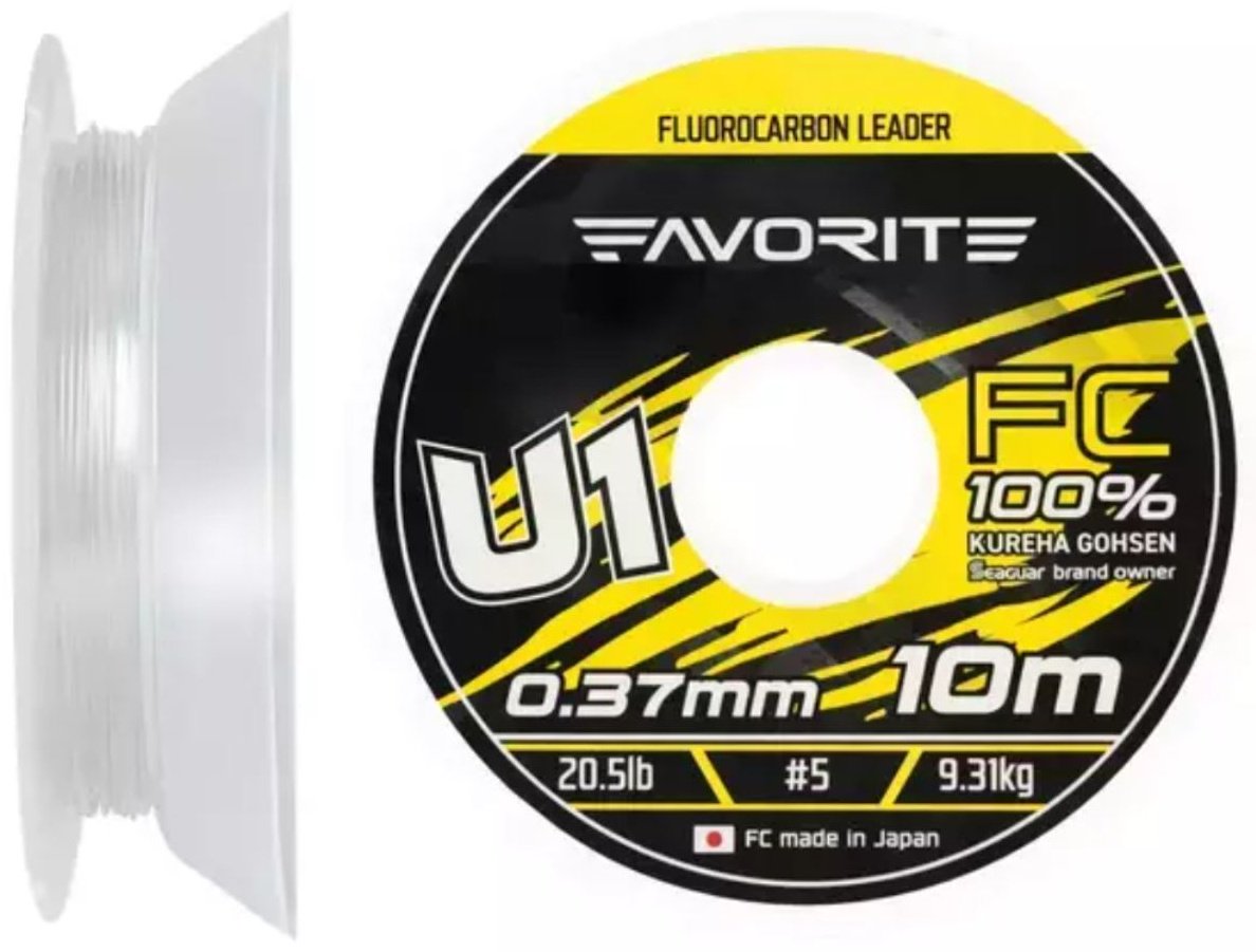 Favorite флюорокарбоновая леска U1 FC 10m# 5/0.370mm 20.5lb/9.31kg 0.37 мм прозрачный купить,NaN