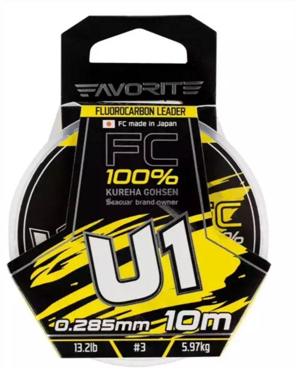 Favorite флюорокарбоновая леска U1 FC 10m# 3/0.285mm 13.2lb/5.97kg 0.285 мм прозрачный купить,NaN