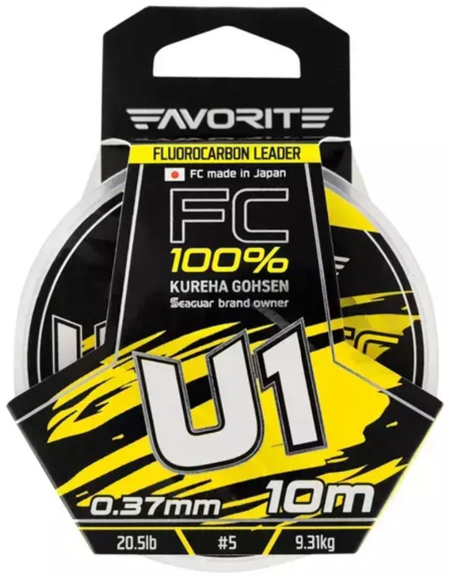 Favorite флюорокарбоновая леска U1 FC 10m# 5/0.370mm 20.5lb/9.31kg 0.37 мм прозрачный купить,NaN