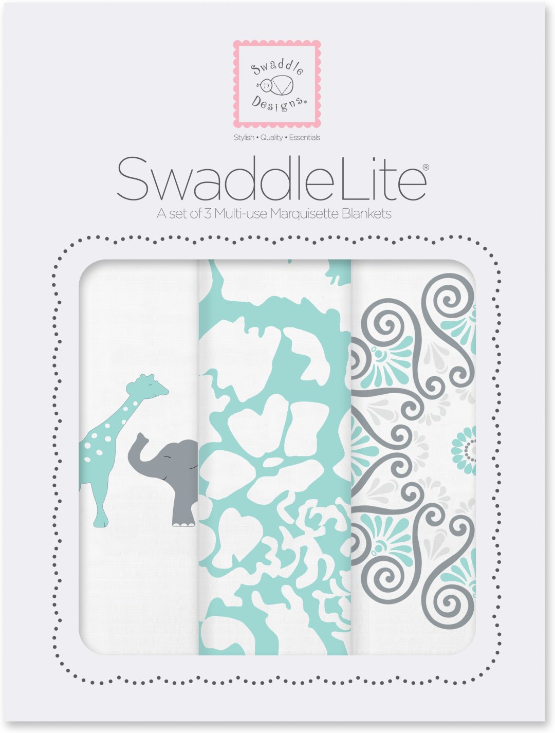 Пеленка текстильная Swaddle Designs Sweet Dreams SD-476SC, 3 шт, 120x120 см