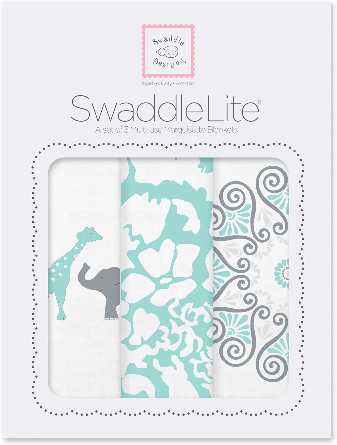 Пеленка текстильная Swaddle Designs Sweet Dreams SD-476SC, 3 шт, 120x120 см