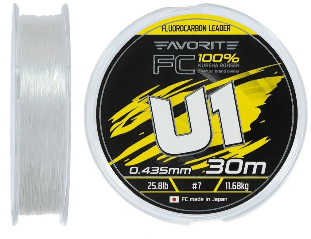 Favorite флюорокарбоновая леска U1 FC 30m# 7.0/0.435mm 25.8lb/11.68kg 0.435 мм прозрачный купить,NaN