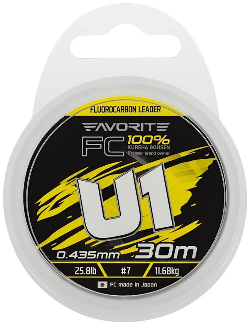 Favorite флюорокарбоновая леска U1 FC 30m# 7.0/0.435mm 25.8lb/11.68kg 0.435 мм прозрачный купить,NaN