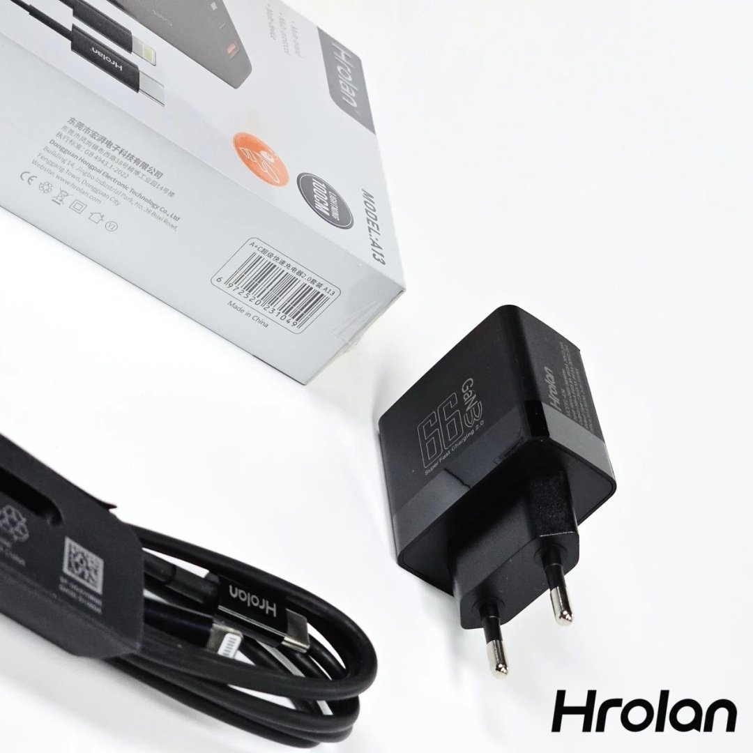Зарядное устройство Hrolan A13 30W Lightning, USB Type-C, USB черный купить,8000