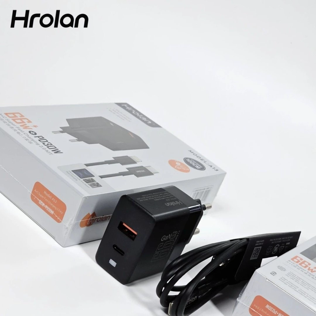 Зарядное устройство Hrolan A13 30W Lightning, USB Type-C, USB черный купить,8000