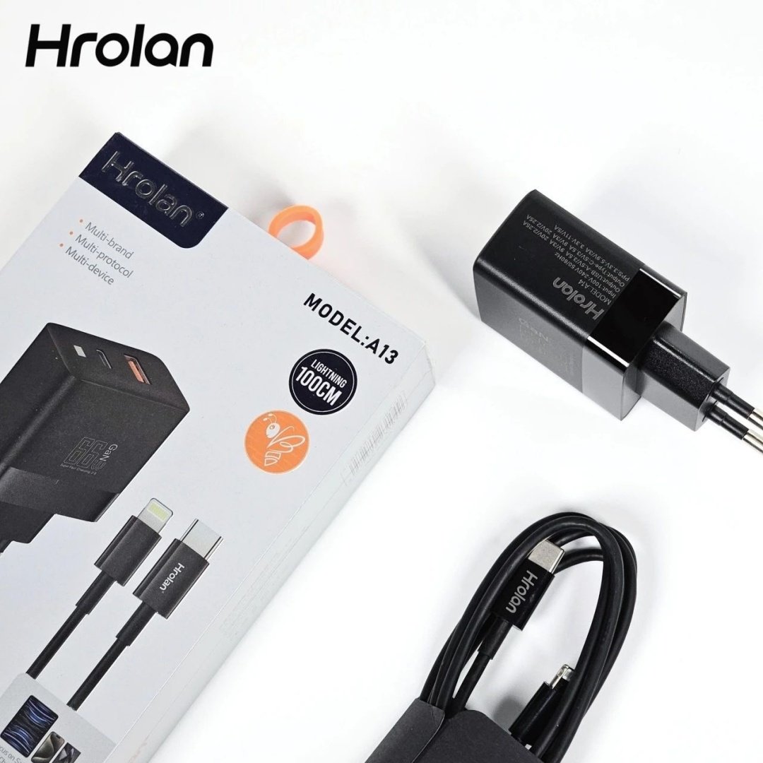 Зарядное устройство Hrolan A13 30W Lightning, USB Type-C, USB черный купить,8000