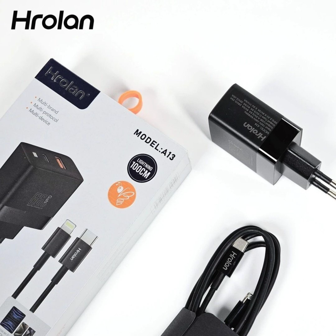 Зарядное устройство Hrolan A13 30W Lightning, USB Type-C, USB черный купить,8000