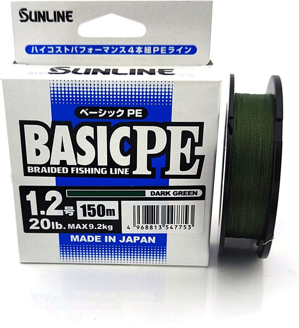 Sunline плетеная леска Basic PE 4x HG, Dark Green 0.187 мм зеленый купить,NaN