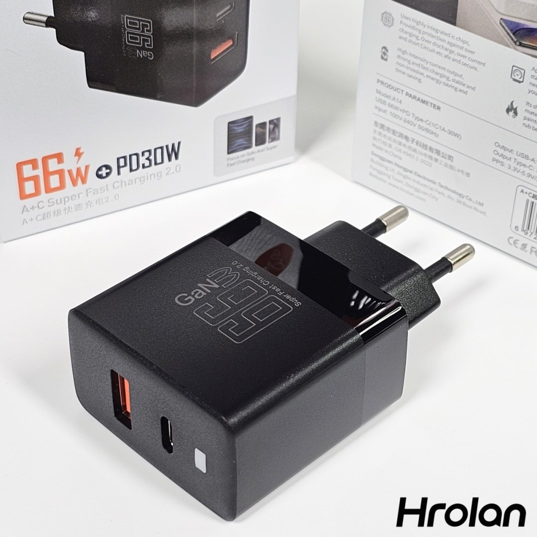Зарядное устройство Hrolan A14 30W USB Type-C, USB черный купить,1998