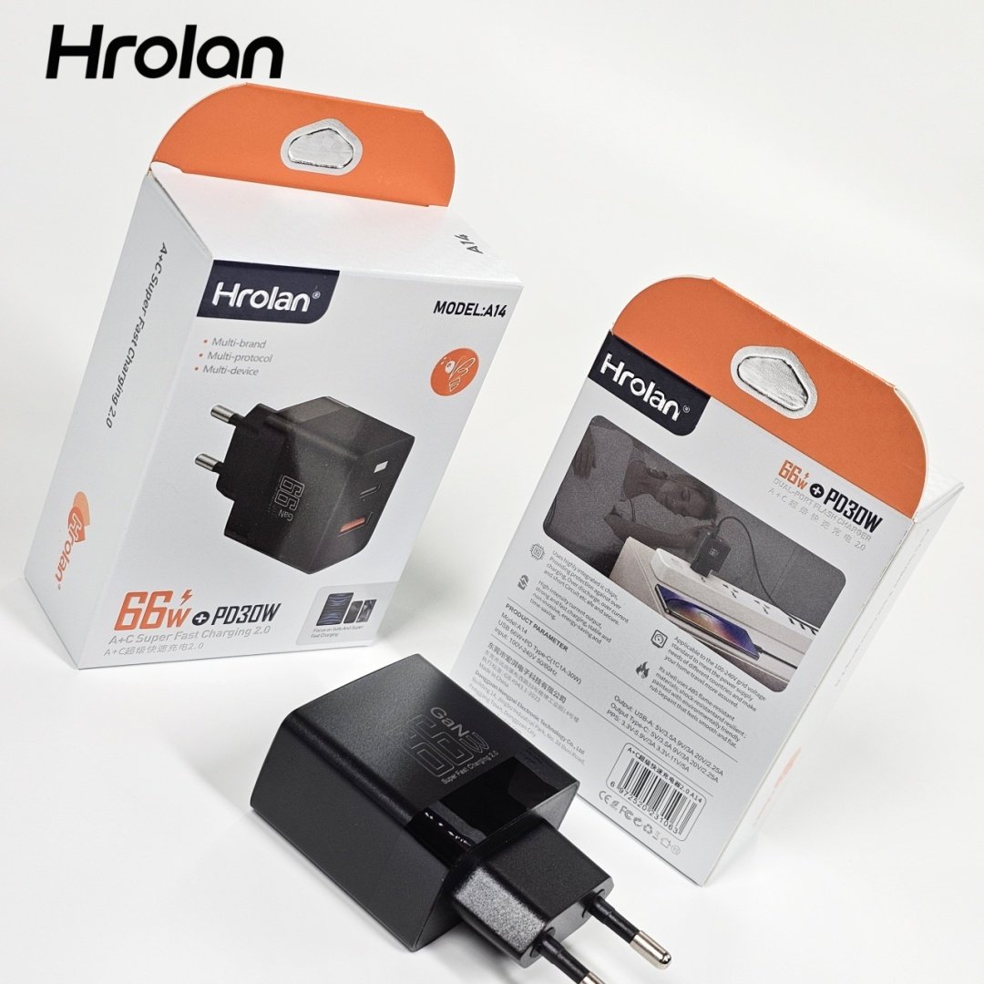 Зарядное устройство Hrolan A14 30W USB Type-C, USB черный купить,1998