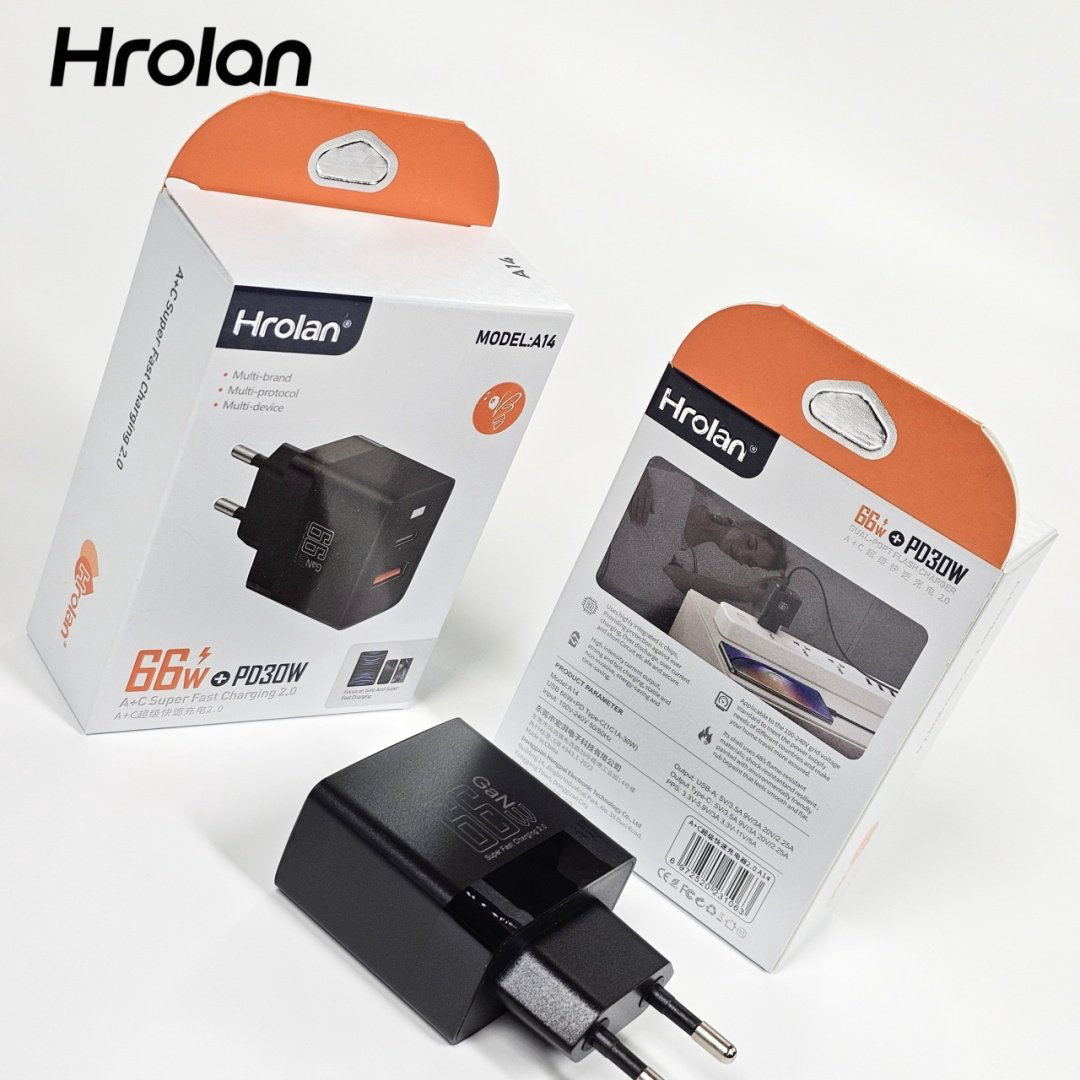 Зарядное устройство Hrolan A14 30W USB Type-C, USB черный купить,1998