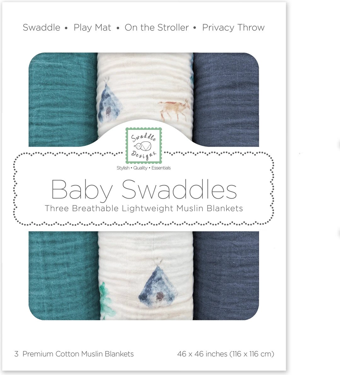 Пеленка текстильная Swaddle Designs Peace in Nature SDM-1033WMT, 3 шт, 115x115 см - ForteMarket Пеленка текстильная Swaddle Designs Peace in Nature SDM-1033WMT, 3 шт, 115x115 см купить,NaN