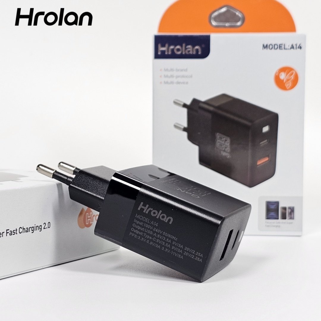 Зарядное устройство Hrolan A14 30W USB Type-C, USB черный купить,1998