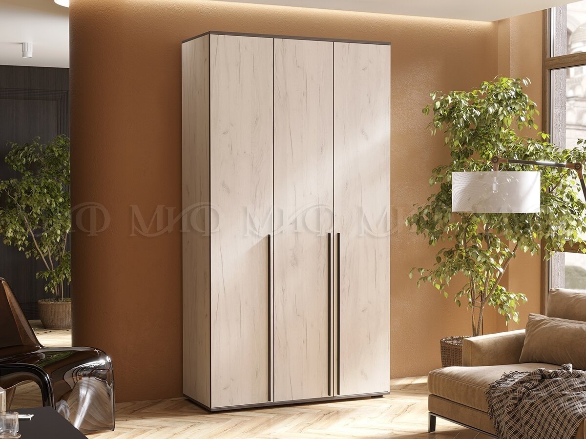 Распашной шкаф МИФ Норд трехстворчатый, 120x223х51 см, белый купить,NaN