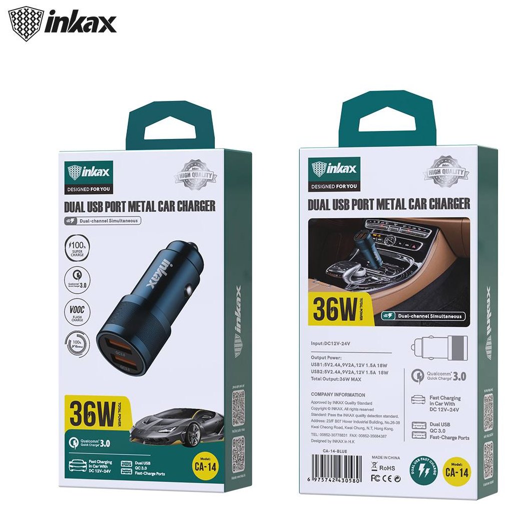 Зарядное устройство Inkax CA-14 USB синий купить,5990