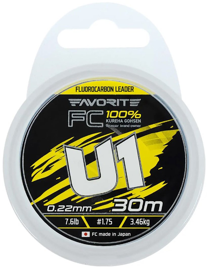 Favorite флюорокарбоновая леска U1 FC 30m# 1.75/0.220mm 7.6lb/3.46kg 0.22 мм прозрачный купить,NaN