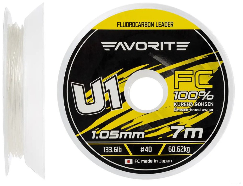 Favorite флюорокарбоновая леска U1 FC 7m# 40/1.05mm 133.6lb/60.62kg 1.05 мм прозрачный купить,NaN