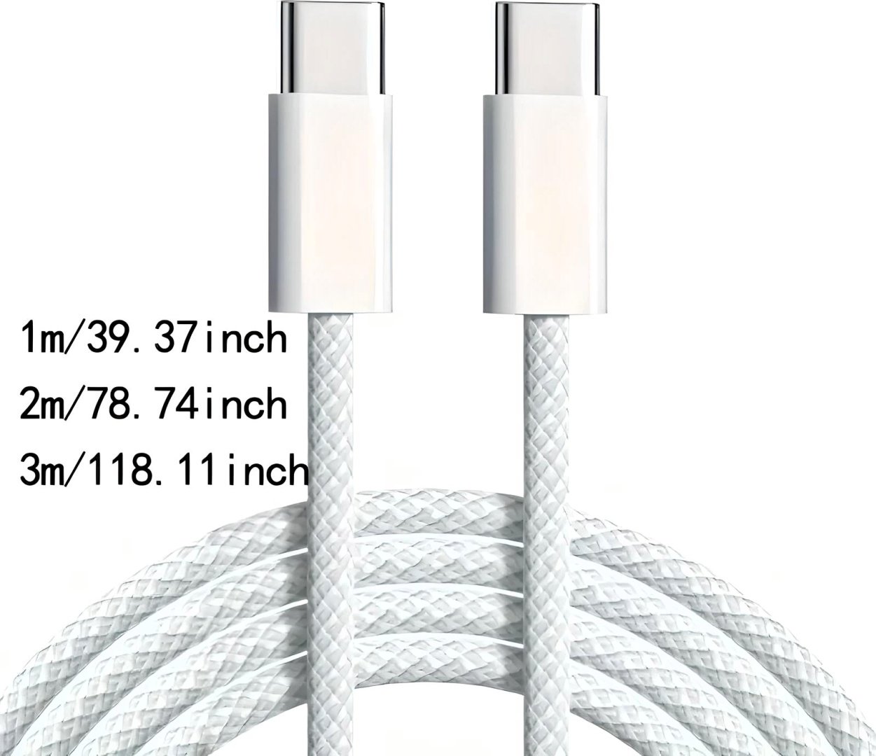 Кабель USB TypeC (M), 1 м, белый