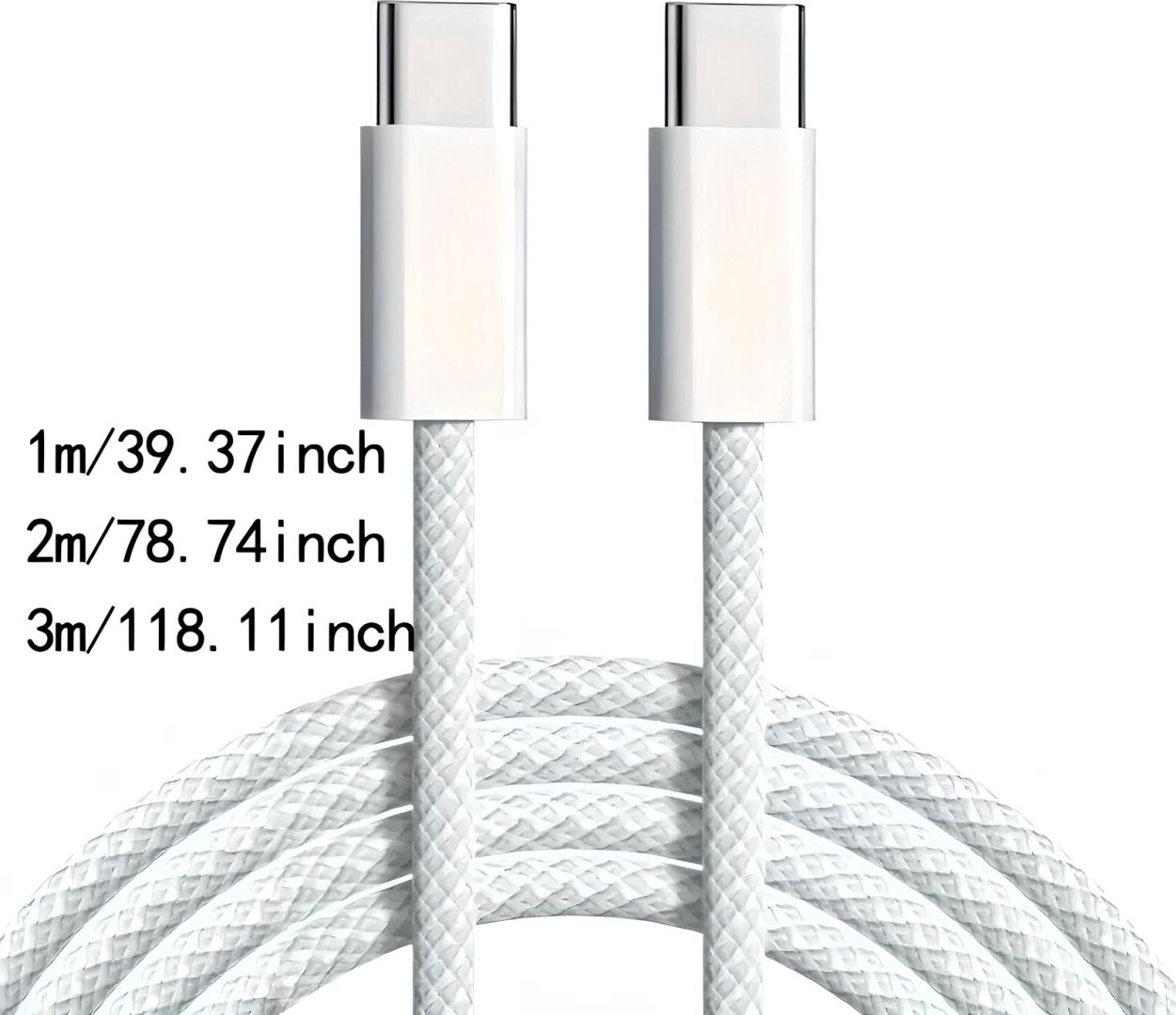 Кабель USB TypeC (M), 1 м, белый