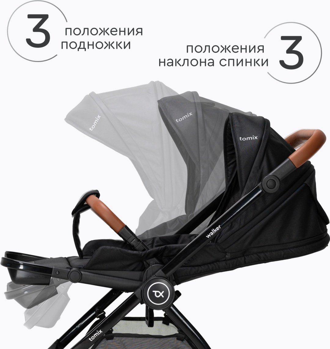 Коляска прогулочная TOMIX Walker Lux, черный - ForteMarket Коляска прогулочная TOMIX Walker Lux, черный купить,0
