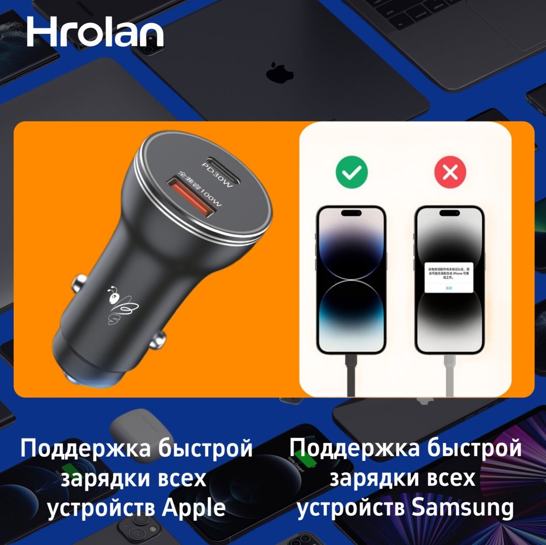 Зарядное устройство Hrolan A09 PD30W USB Type-C, USB черный купить,8000