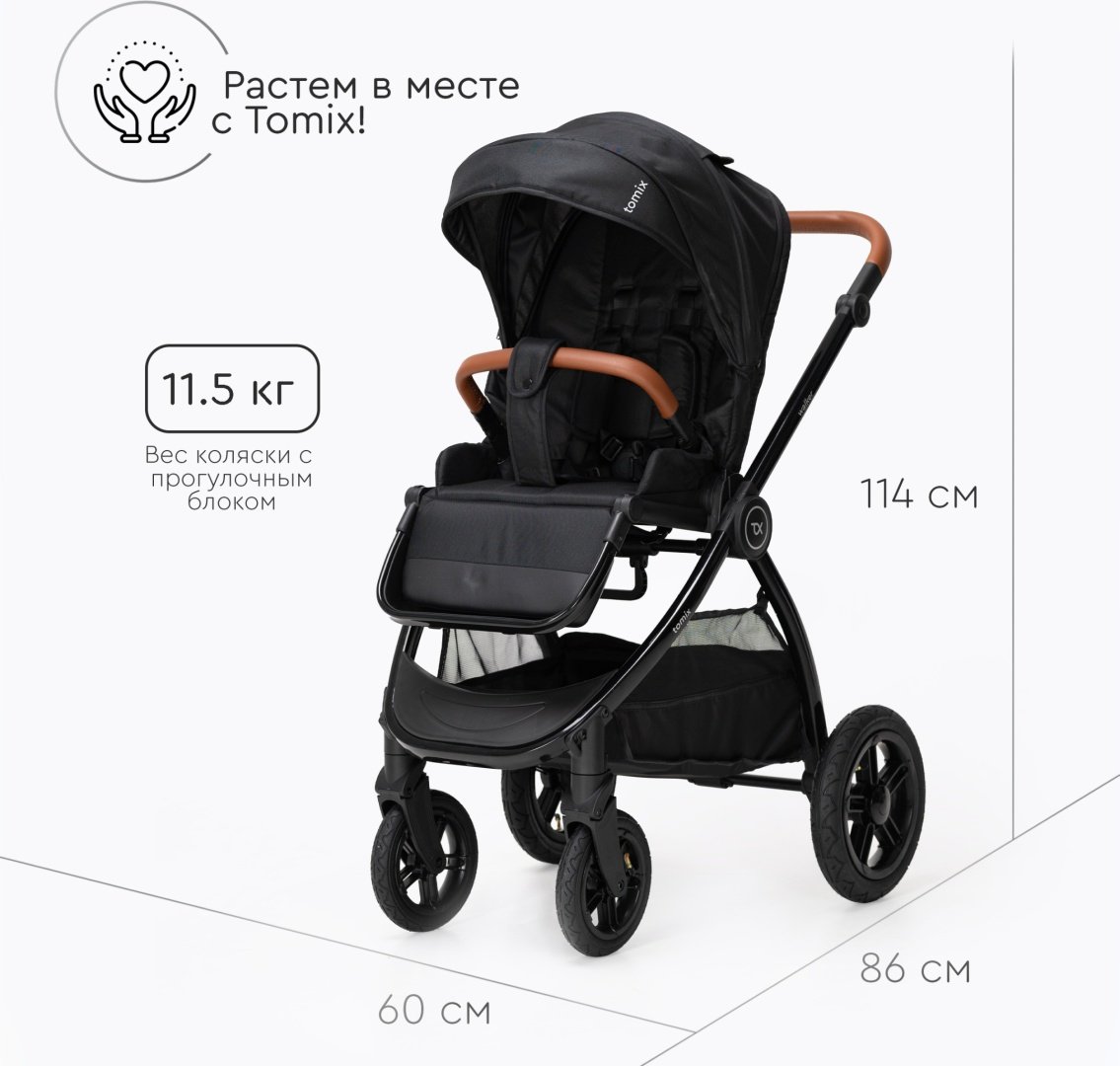 Коляска прогулочная TOMIX Walker Lux, черный - ForteMarket Коляска прогулочная TOMIX Walker Lux, черный купить,0