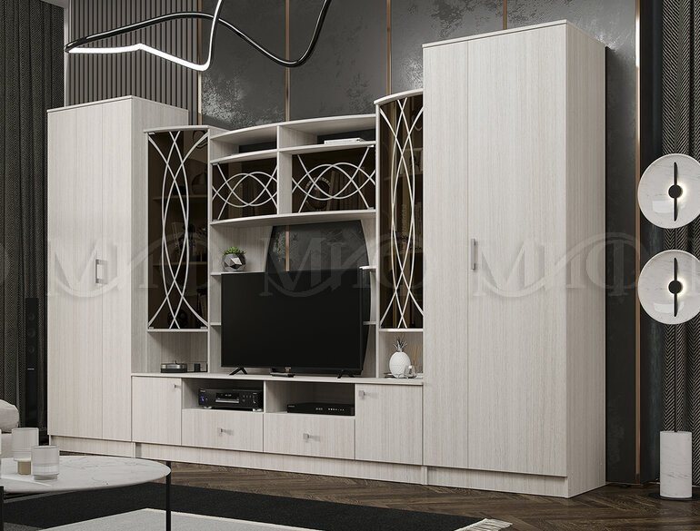Стенка МИФ Женева 350x53x220см белый купить,NaN