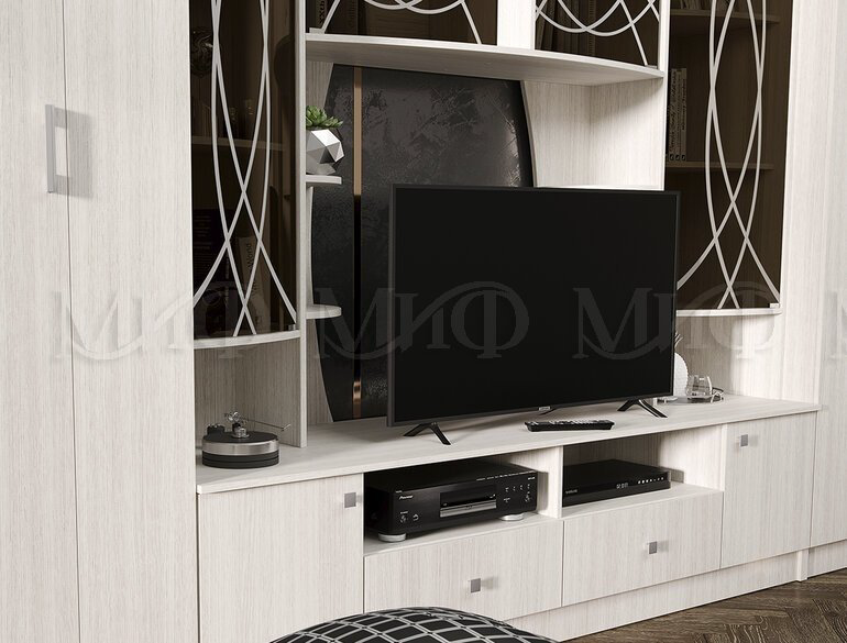 Стенка МИФ Женева 350x53x220см белый купить,NaN