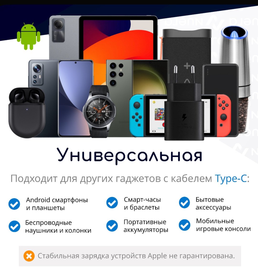 Зарядное устройство GERLAX A25T USB Type-C черный купить,3990