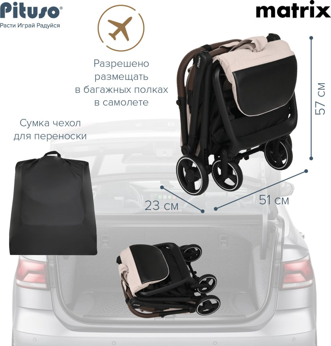 Коляска прогулочная Pituso A19/Cappuccino New, светло-серый купить,97000