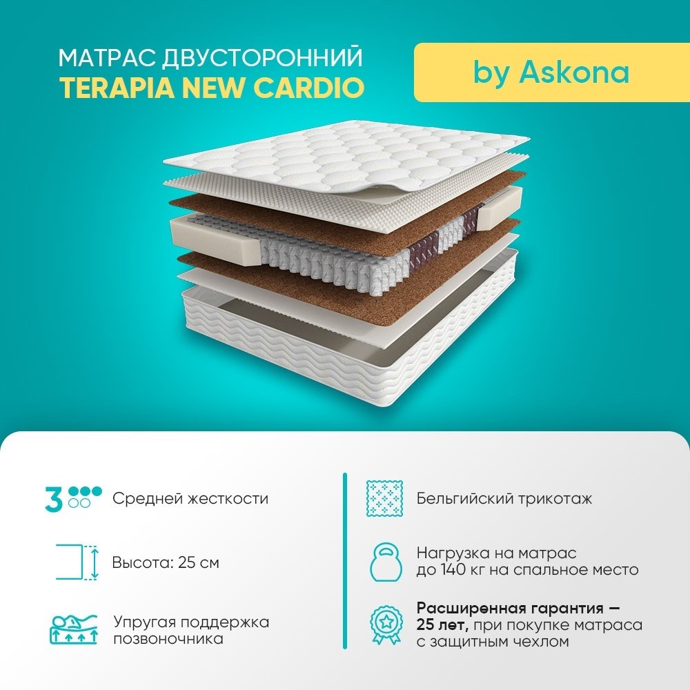 Матрас Askona Terapia Cardio New 160x200x23см купить,NaN