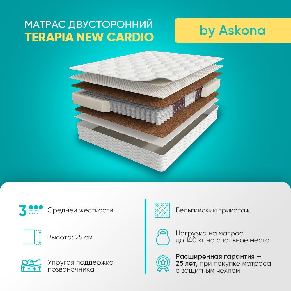 Матрас Askona Terapia Cardio New 160x200x23см купить,NaN