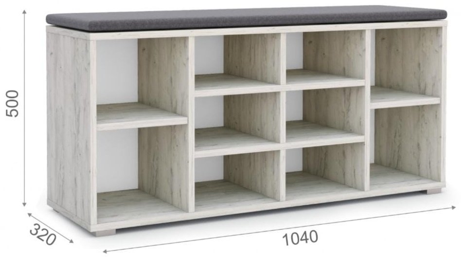 Тумба для обуви IMPERIAL 104x32x50см серый купить,NaN