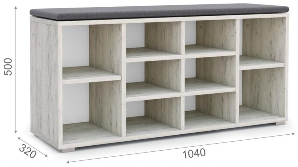 Тумба для обуви IMPERIAL 104x32x50см серый купить,NaN