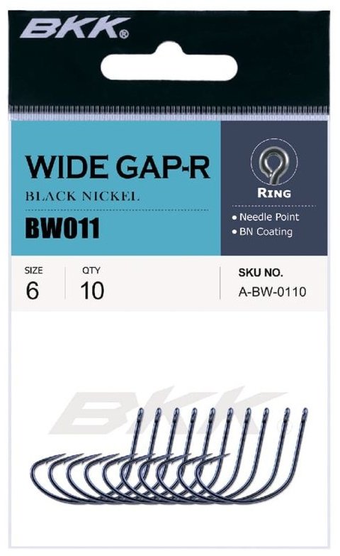 Крючок для рыбалки BKK Wide Gap-R Black Nickel №1, 7шт одинарный черный 7 шт купить,NaN