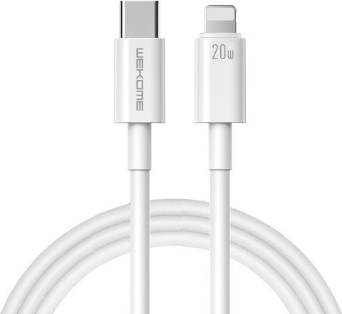 Кабель WEKOME USB TypeC (M), Lightning (M), 1 м, белый купить,1990