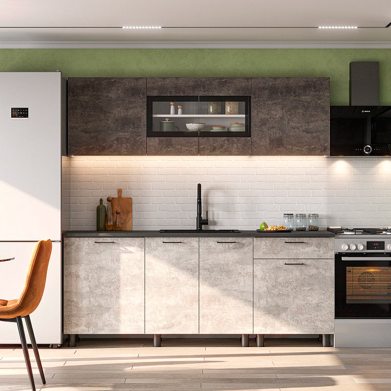 Кухонный гарнитур СВ Мебель КГ 9 200x145х60см светло-серый купить,NaN
