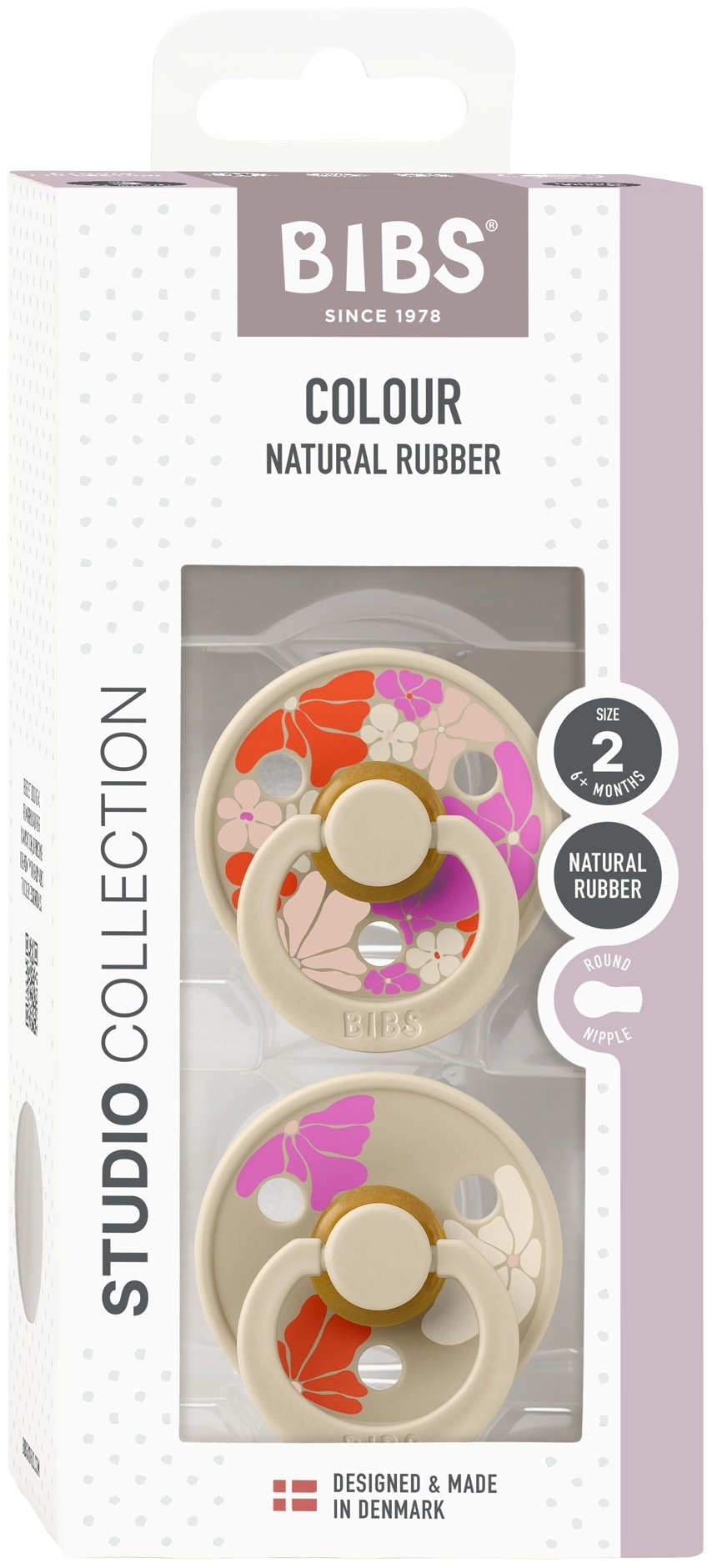 Набор пустышек BIBS Studio Colour Morning Bloom Vanilla Mix 6&#43;, 2 шт, мультиколор купить,0