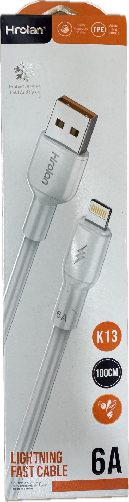 Кабель Hrolan USB 3.0 (F), Lightning, 1 м, белый купить,490
