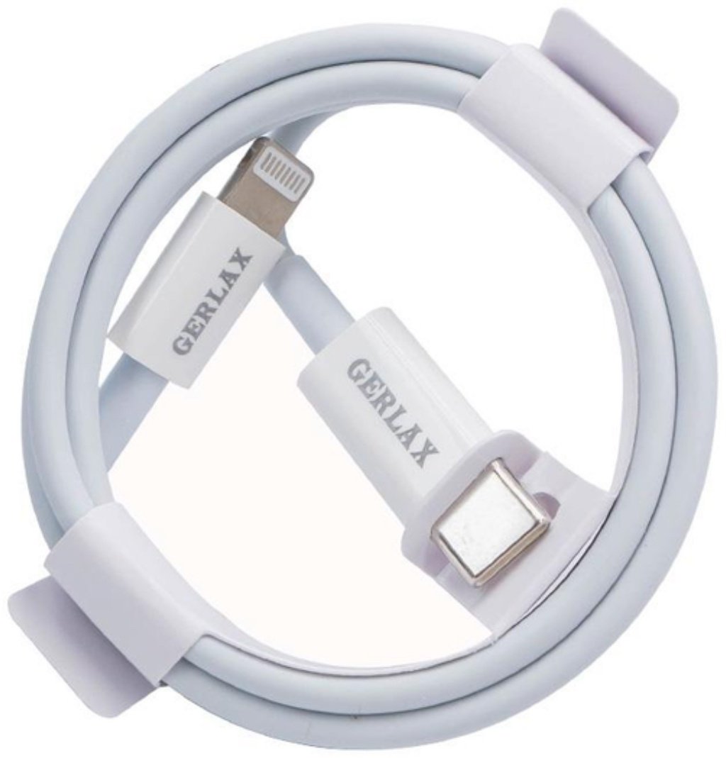 Кабель GERLAX USB TypeC (F), Lightning, 1 м, белый