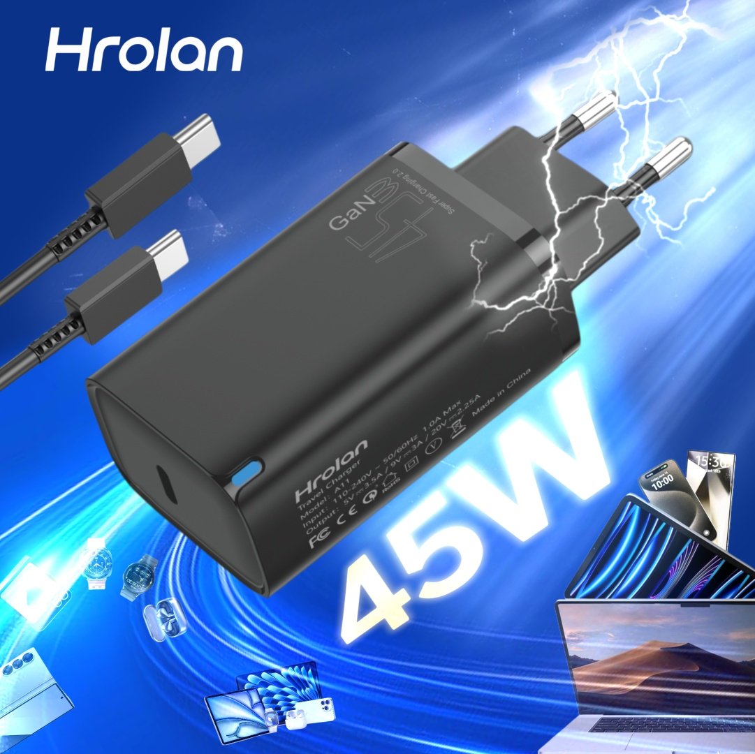 Зарядное устройство Hrolan A11 45W USB Type-C черный купить,12000