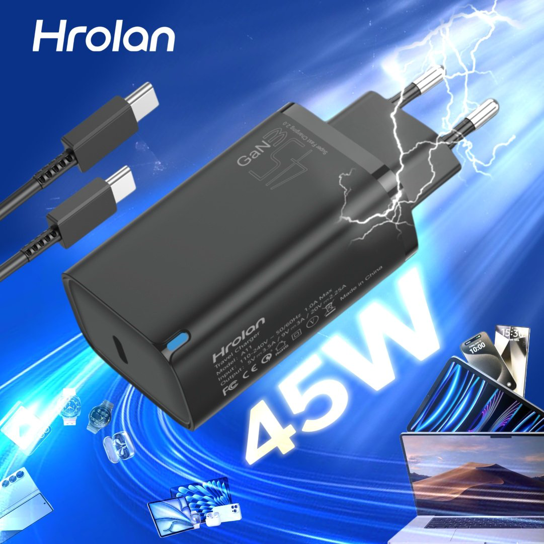 Зарядное устройство Hrolan A11 45W USB Type-C черный купить,12000
